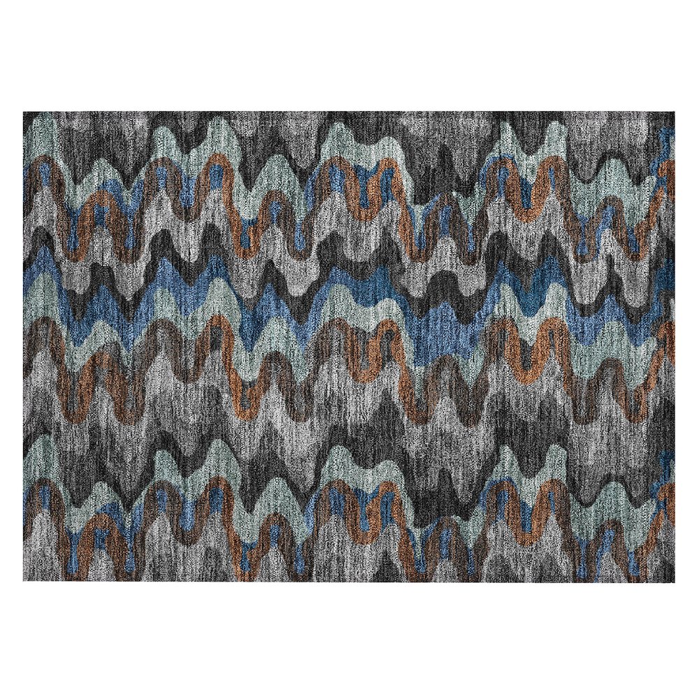 Machine Washable Indoor/Outdoor Chantille ACN2481 Black 1'8" x 2'6" Rug. Picture 1