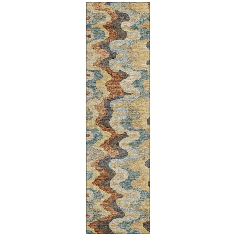 Machine Washable Indoor/Outdoor Chantille ACN2481 Gold 2'3" x 7'6" Runner Rug. Picture 1