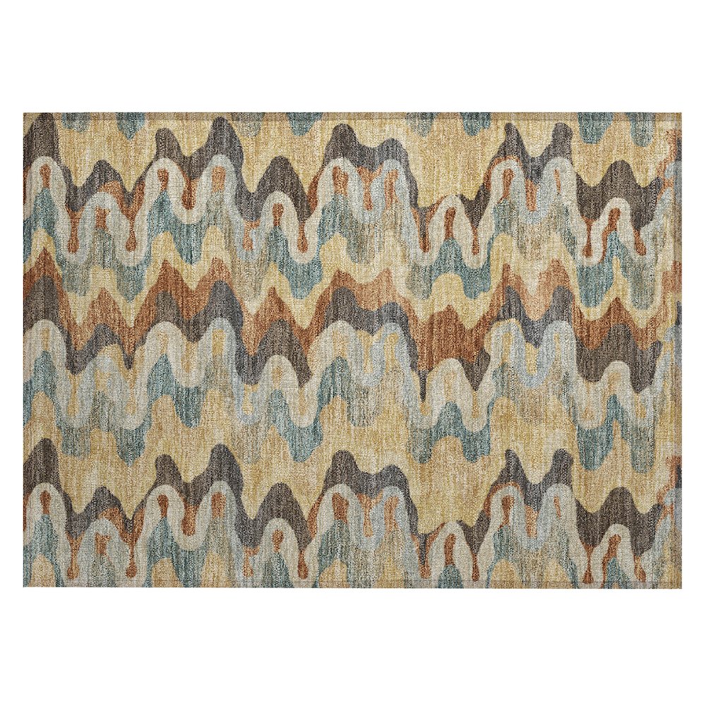 Machine Washable Indoor/Outdoor Chantille ACN2481 Gold 1'8" x 2'6" Rug. Picture 1