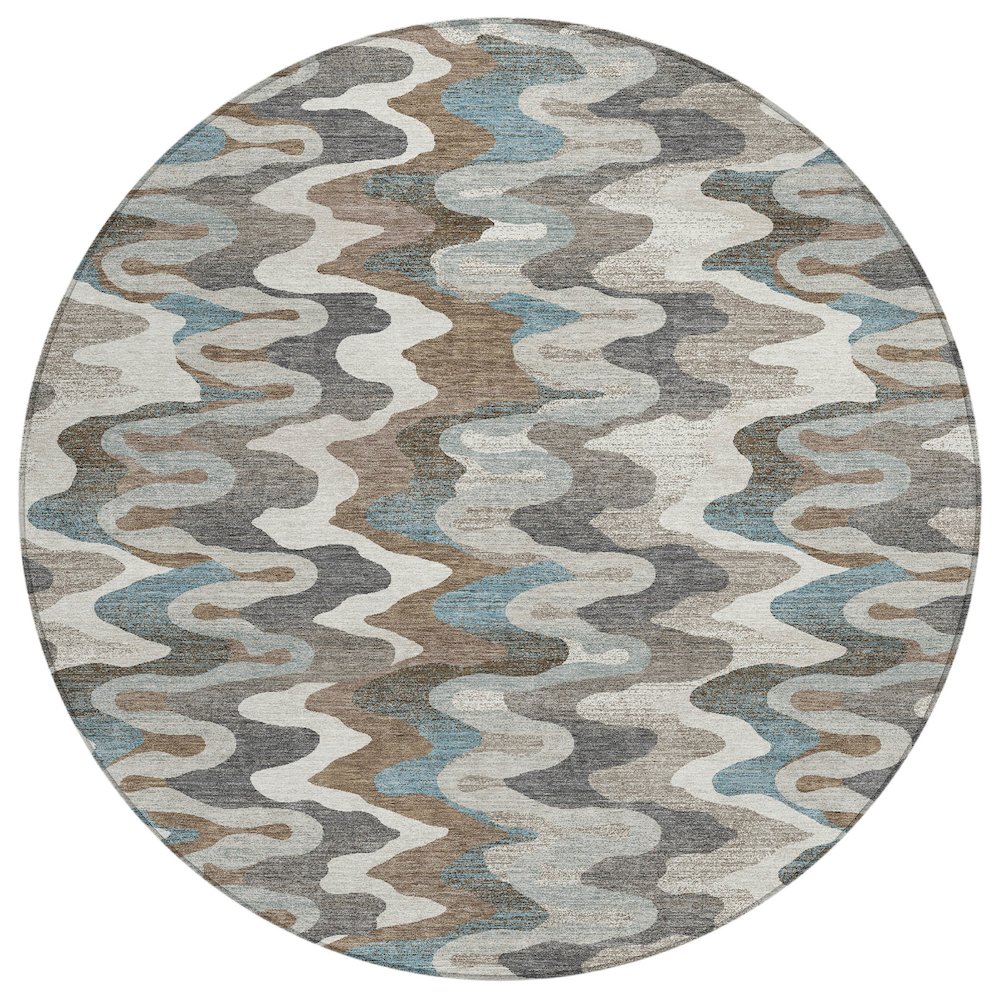 Machine Washable Indoor/Outdoor Chantille ACN2481 Ivory 8' x 8' Round Rug. Picture 1