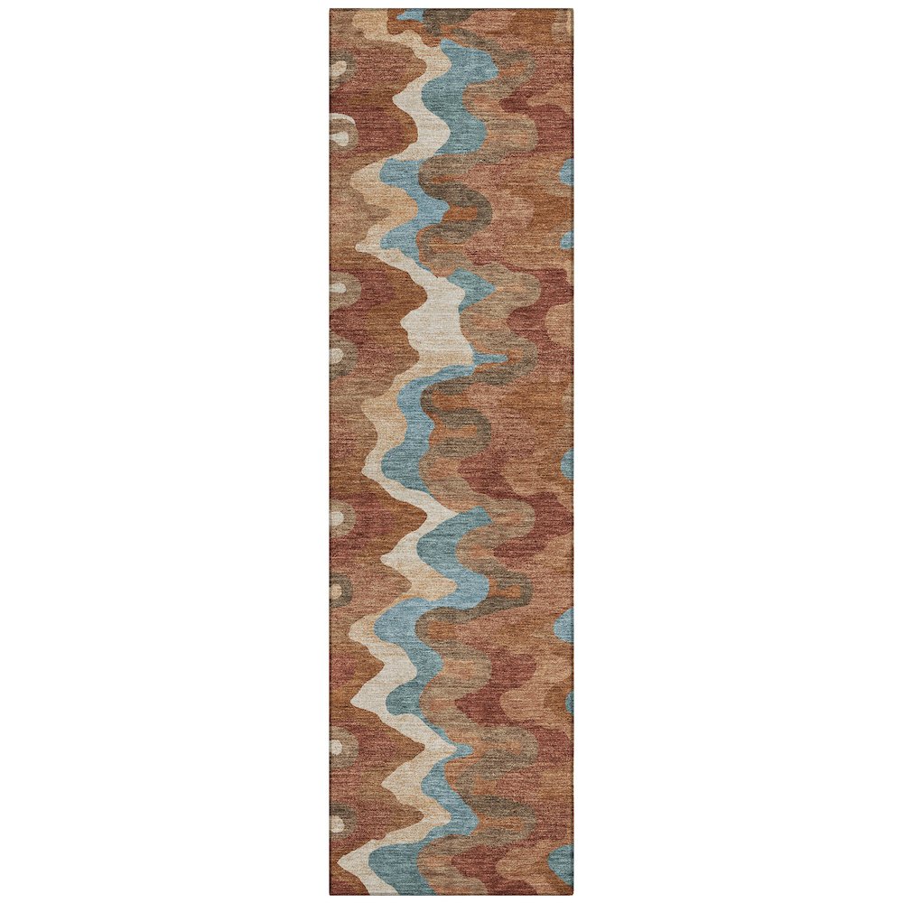 Machine Washable Indoor/Outdoor Chantille ACN2481 Orange 2'3" x 7'6" Runner Rug. Picture 1