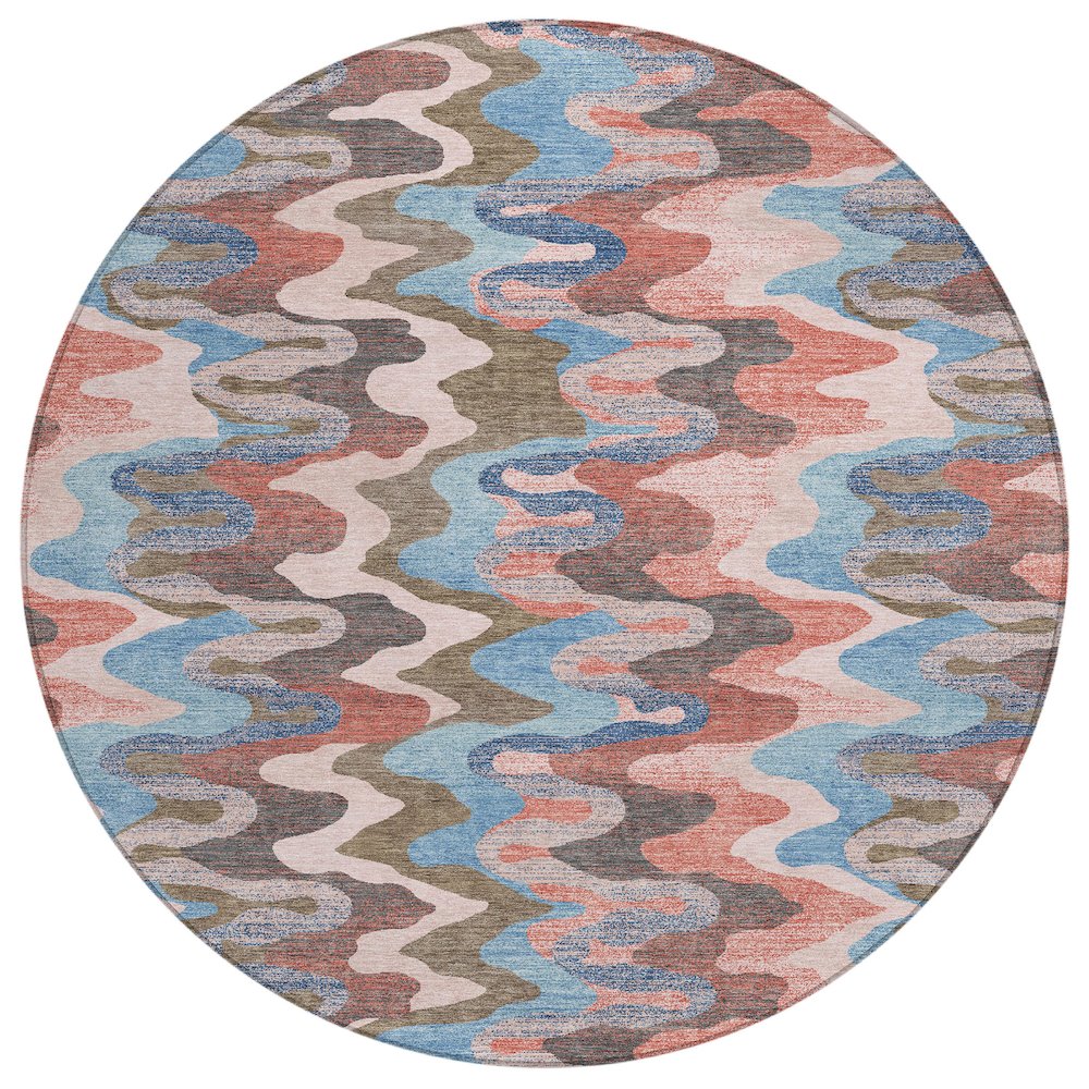 Machine Washable Indoor/Outdoor Chantille ACN2481 Pink 8' x 8' Round Rug. Picture 1