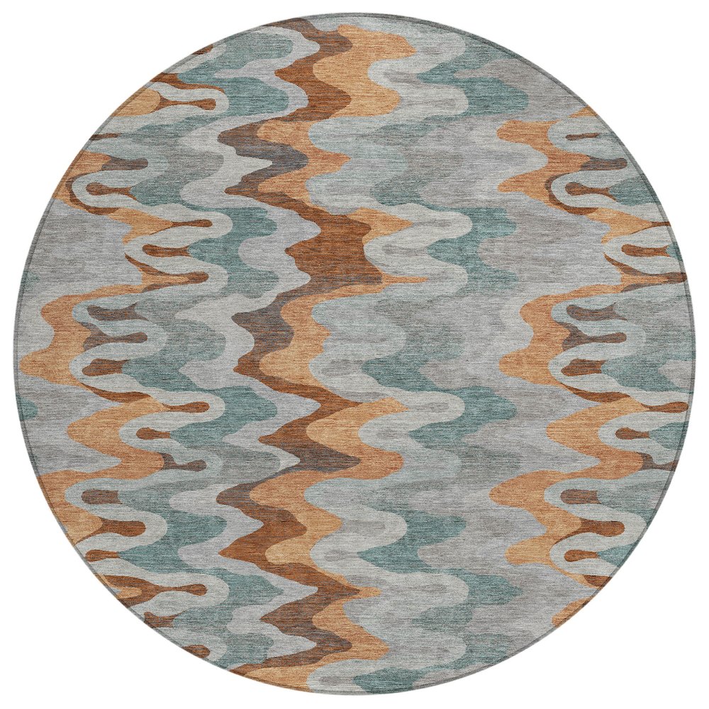 Machine Washable Indoor/Outdoor Chantille ACN2481 Gray 8' x 8' Round Rug. Picture 1