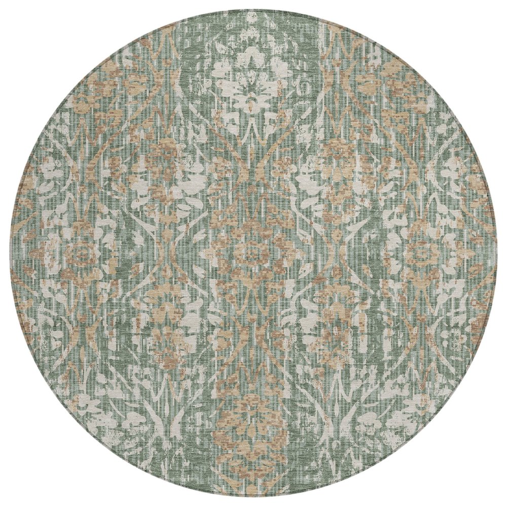 Machine Washable Indoor/Outdoor Chantille ACN2482 Green 8' x 8' Round Rug. Picture 1