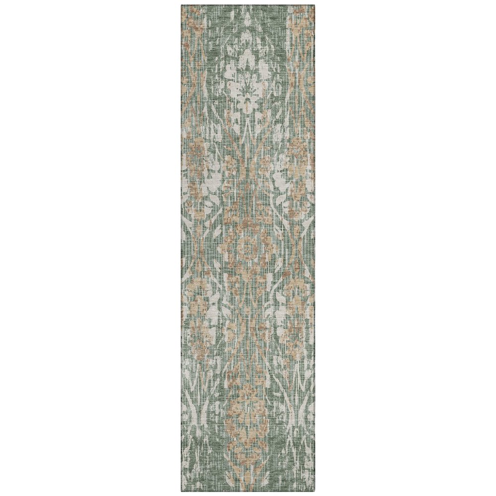 Machine Washable Indoor/Outdoor Chantille ACN2482 Green 2'3" x 7'6" Runner Rug. Picture 1