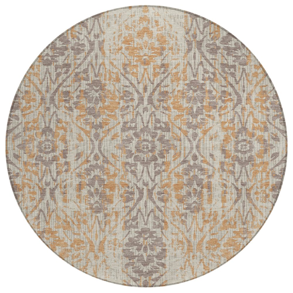 Machine Washable Indoor/Outdoor Chantille ACN2482 Brown 8' x 8' Round Rug. Picture 1