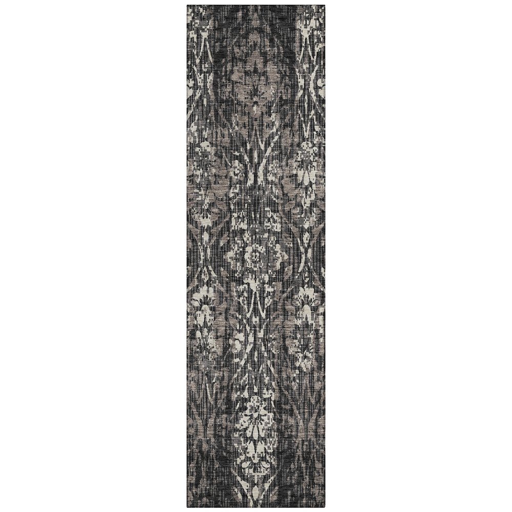 Machine Washable Indoor/Outdoor Chantille ACN2482 Black 2'3" x 7'6" Runner Rug. Picture 1