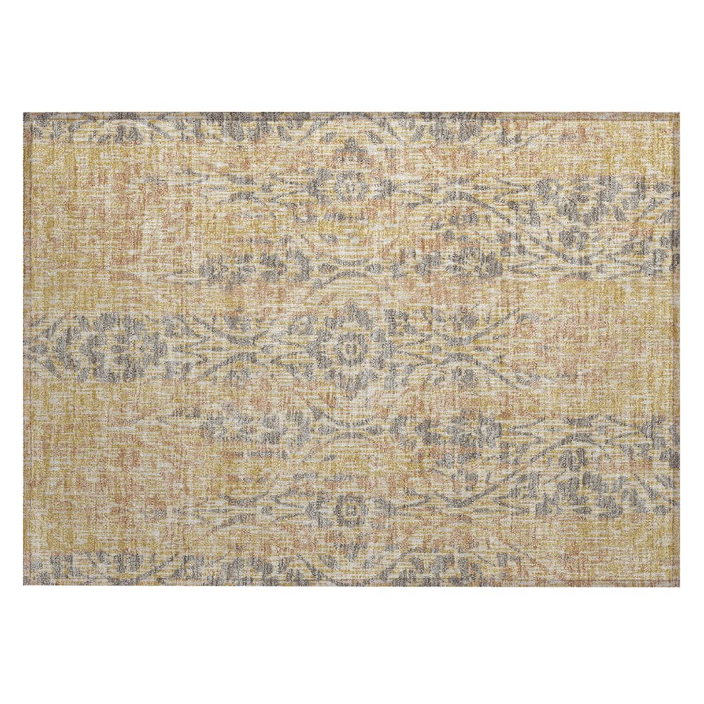 Machine Washable Indoor/Outdoor Chantille ACN2482 Gold 1'8" x 2'6" Rug. Picture 1