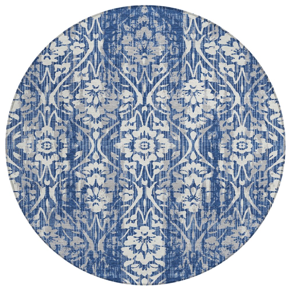 Machine Washable Indoor/Outdoor Chantille ACN2482 Blue 8' x 8' Round Rug. Picture 1