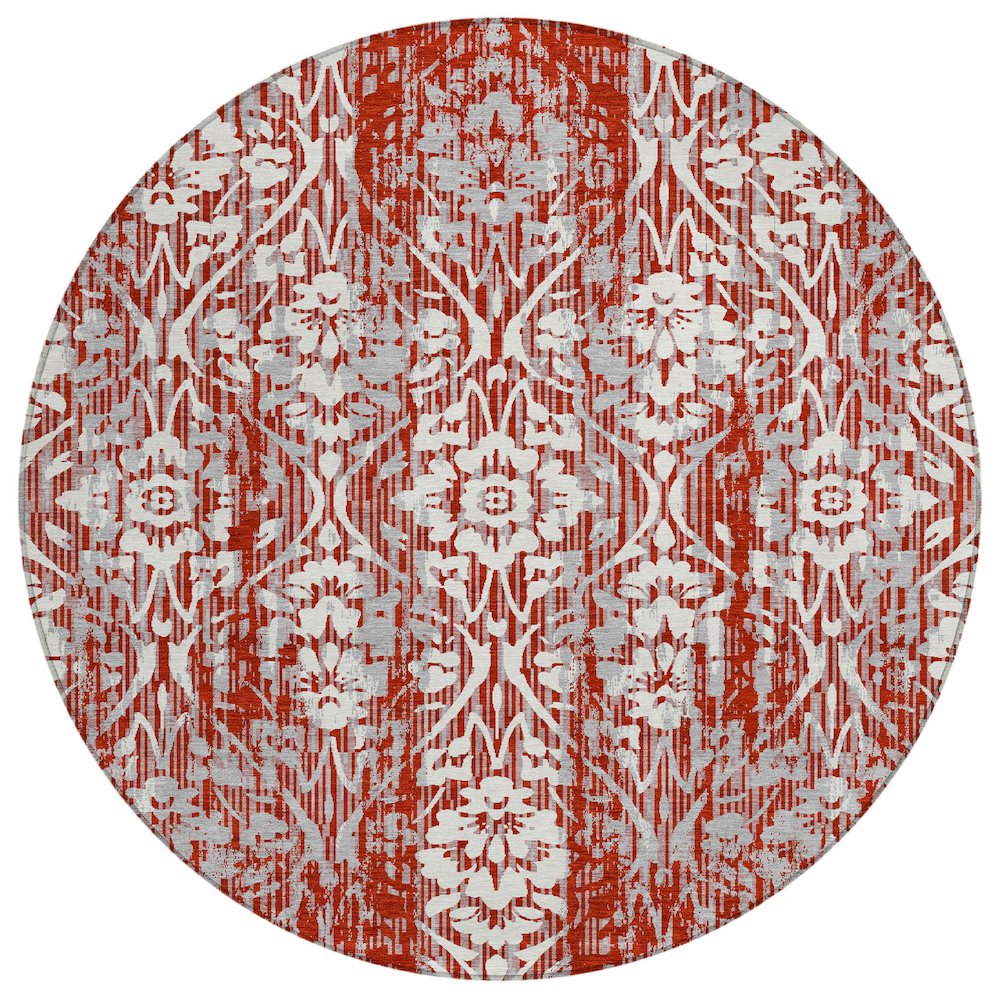 Machine Washable Indoor/Outdoor Chantille ACN2482 Red 8' x 8' Round Rug. Picture 1