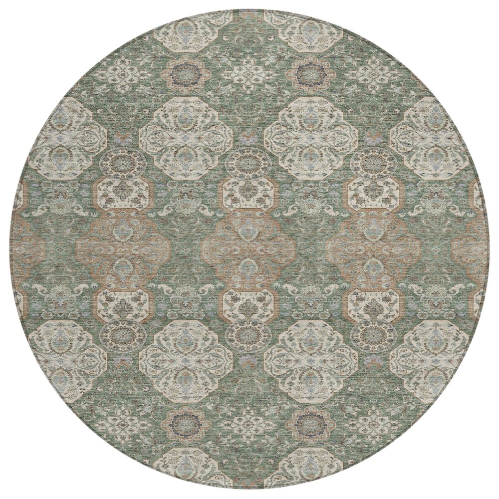 Machine Washable Indoor/Outdoor Chantille ACN2483 Green 8' x 8' Round Rug. Picture 1