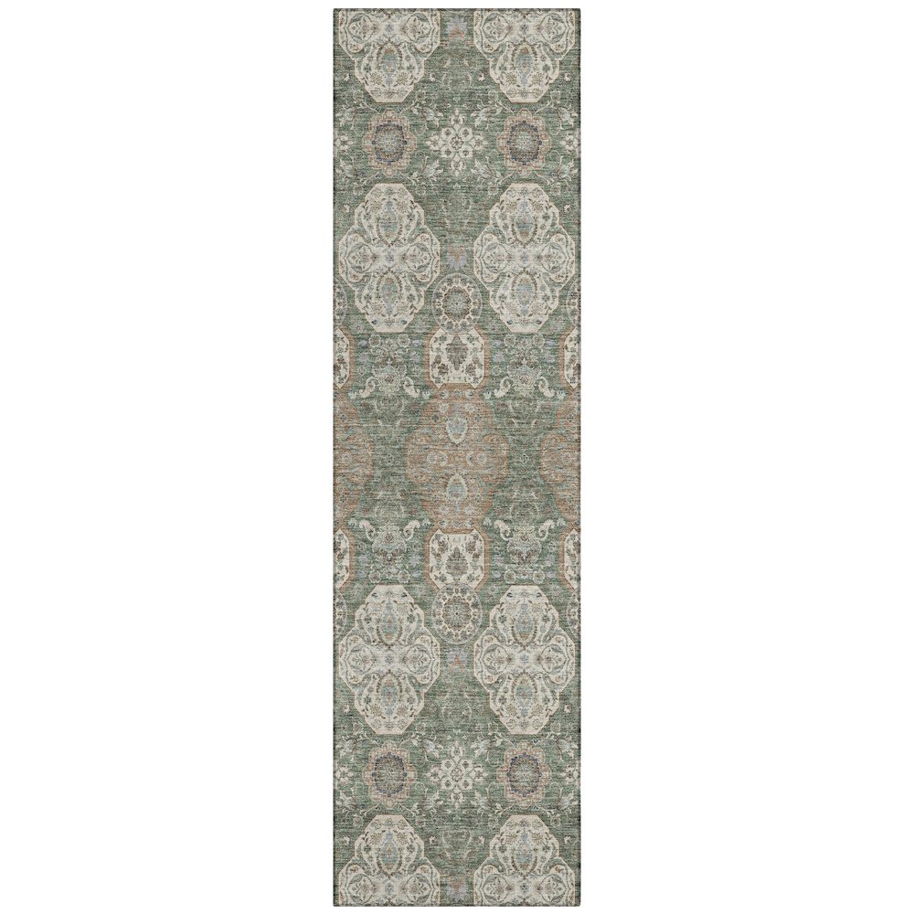 Machine Washable Indoor/Outdoor Chantille ACN2483 Green 2'3" x 7'6" Runner Rug. Picture 1