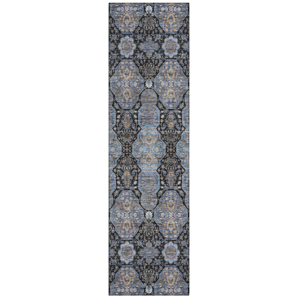 Machine Washable Indoor/Outdoor Chantille ACN2483 Black 2'3" x 7'6" Runner Rug. Picture 1