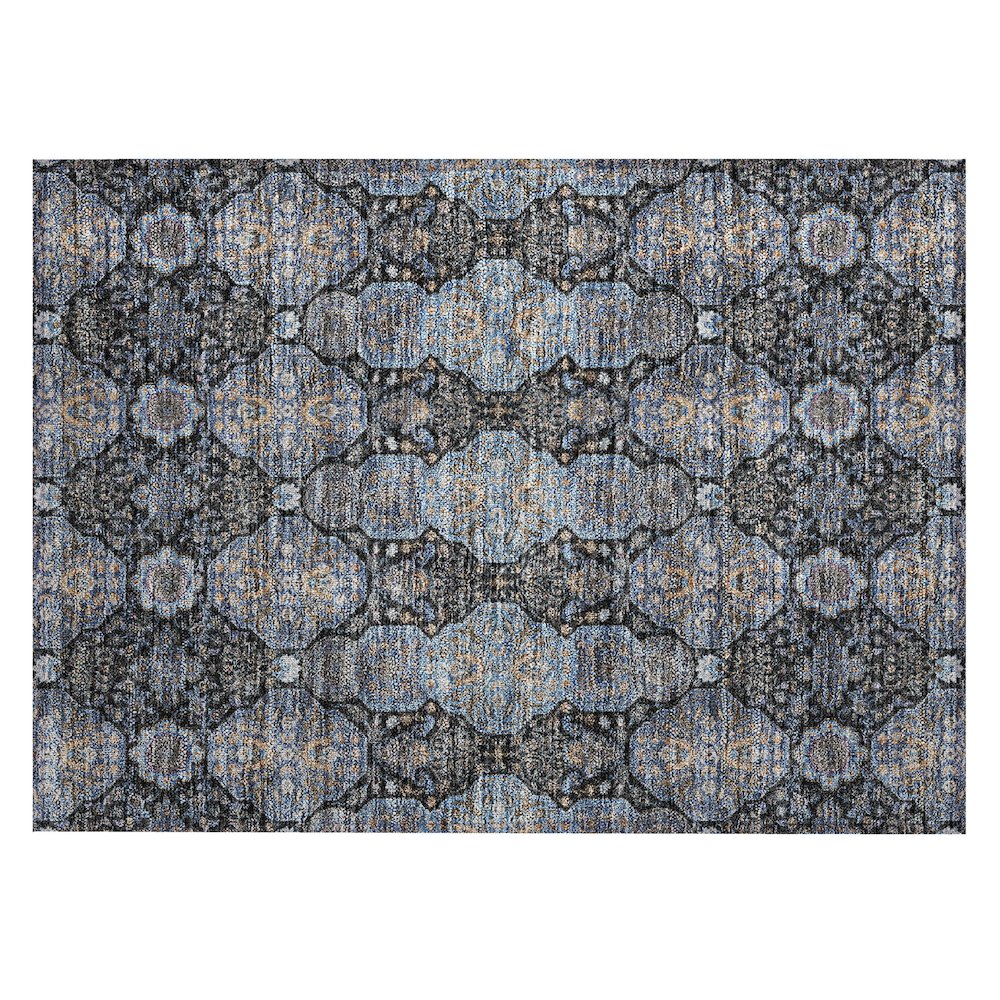 Machine Washable Indoor/Outdoor Chantille ACN2483 Black 1'8" x 2'6" Rug. Picture 1