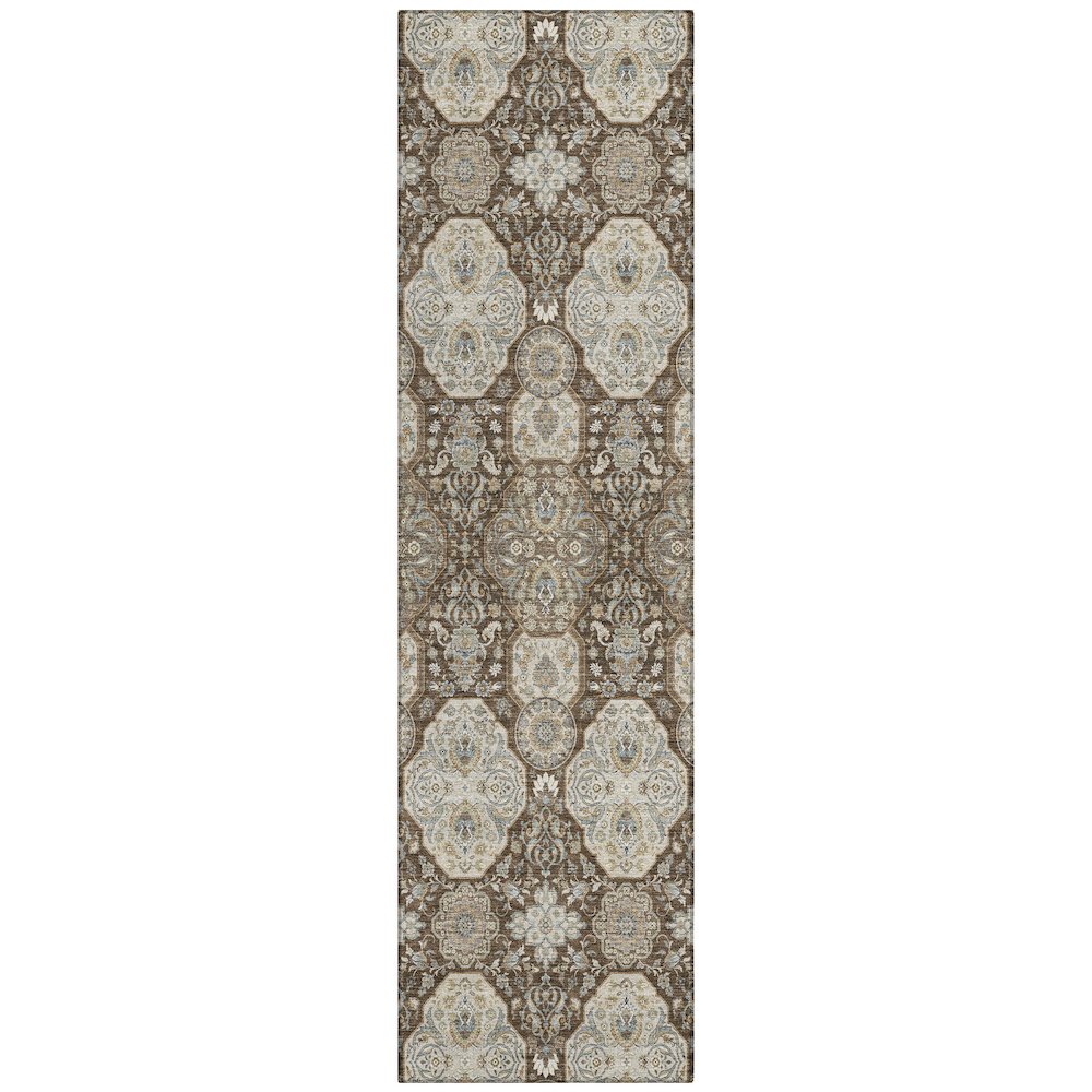 Machine Washable Indoor/Outdoor Chantille ACN2483 Brown 2'3" x 7'6" Runner Rug. Picture 1