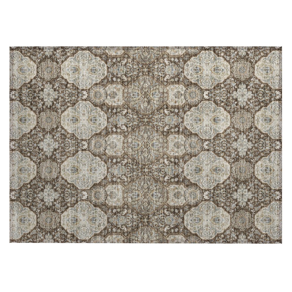 Machine Washable Indoor/Outdoor Chantille ACN2483 Brown 1'8" x 2'6" Rug. Picture 1
