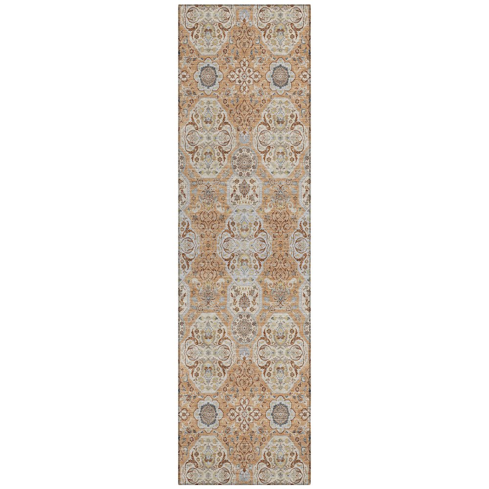 Machine Washable Indoor/Outdoor Chantille ACN2483 Orange 2'3" x 7'6" Runner Rug. Picture 1