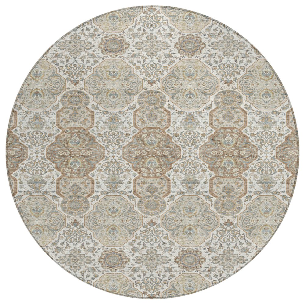 Machine Washable Indoor/Outdoor Chantille ACN2483 Ivory 8' x 8' Round Rug. Picture 1