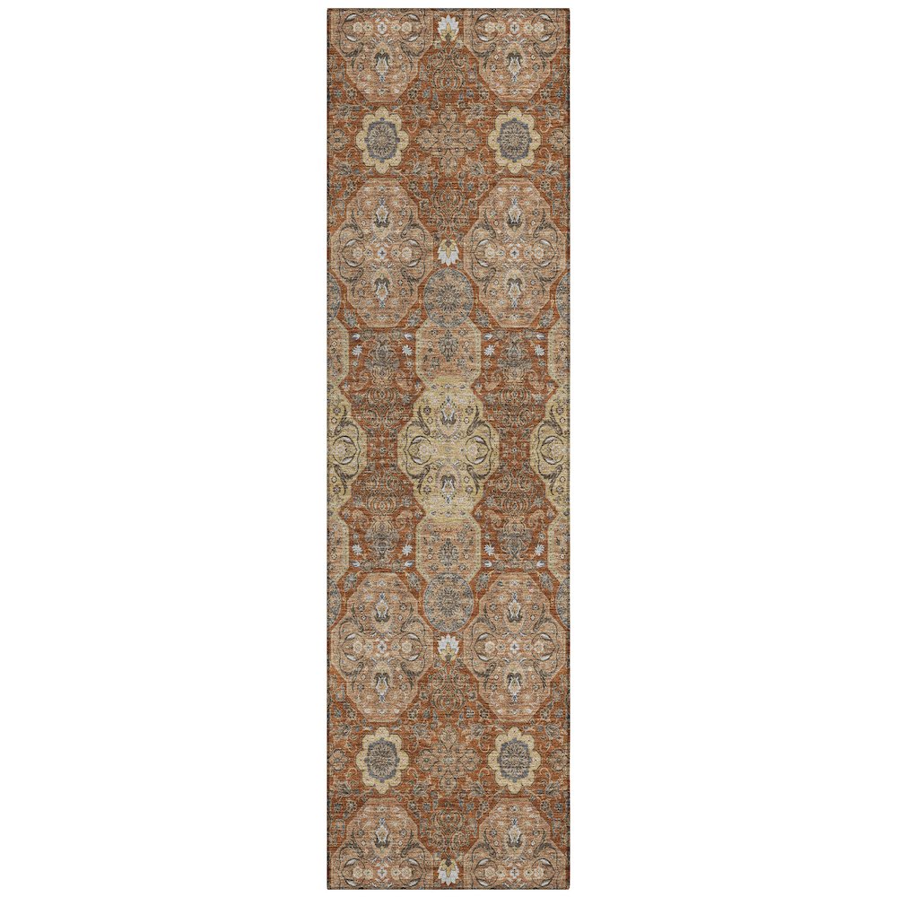 Machine Washable Indoor/Outdoor Chantille ACN2483 Orange 2'3" x 7'6" Runner Rug. Picture 1