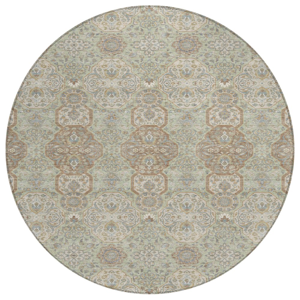 Machine Washable Indoor/Outdoor Chantille ACN2483 Green 8' x 8' Round Rug. Picture 1