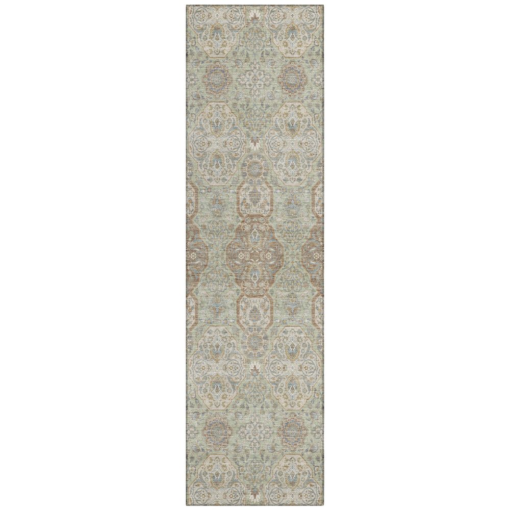Machine Washable Indoor/Outdoor Chantille ACN2483 Green 2'3" x 7'6" Runner Rug. Picture 1