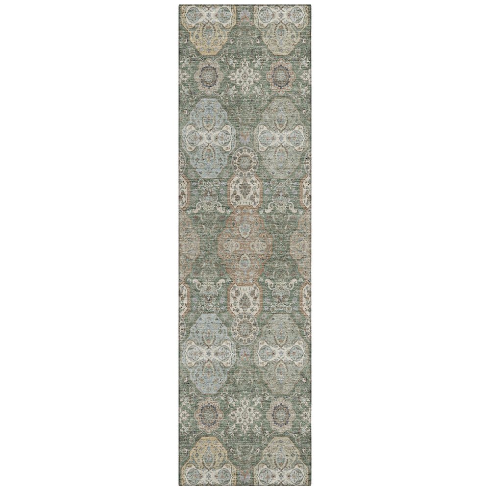 Machine Washable Indoor/Outdoor Chantille ACN2484 Green 2'3" x 7'6" Runner Rug. Picture 1