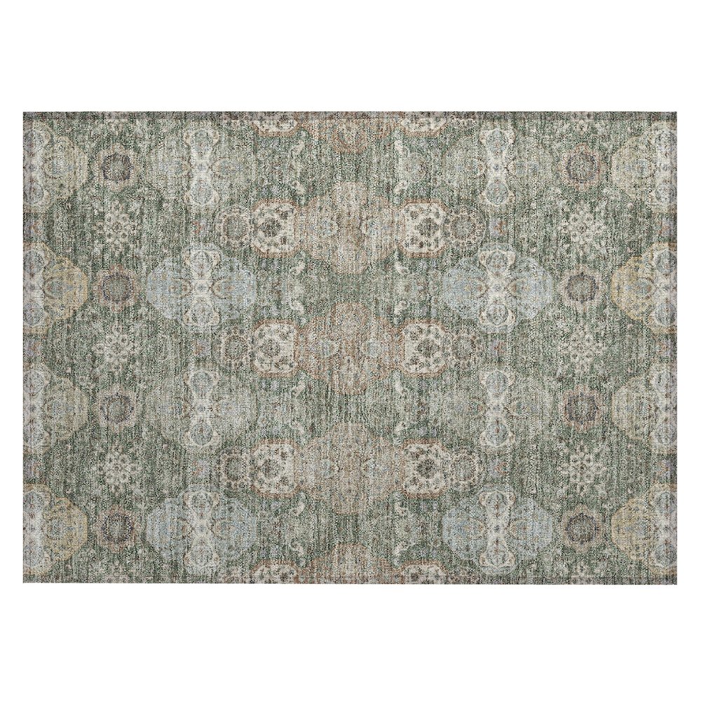 Machine Washable Indoor/Outdoor Chantille ACN2484 Green 1'8" x 2'6" Rug. Picture 1