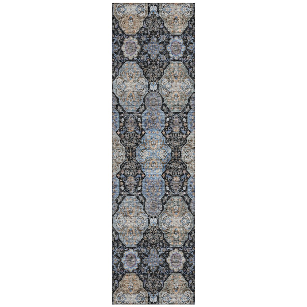 Machine Washable Indoor/Outdoor Chantille ACN2484 Black 2'3" x 7'6" Runner Rug. Picture 1