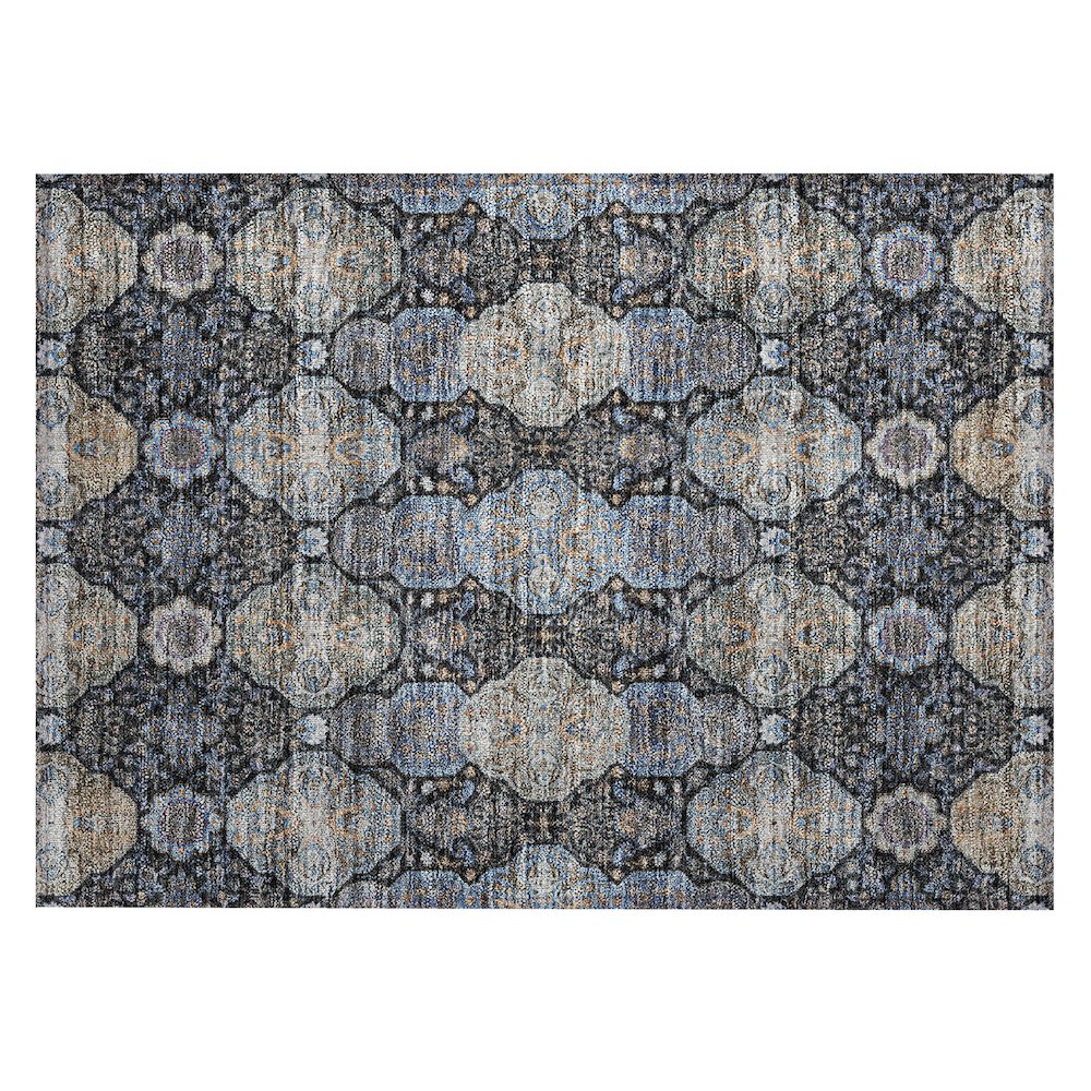 Machine Washable Indoor/Outdoor Chantille ACN2484 Black 1'8" x 2'6" Rug. Picture 1
