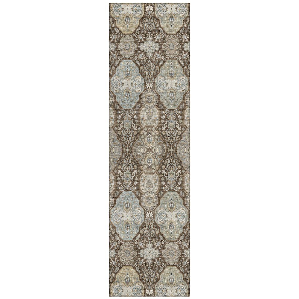 Machine Washable Indoor/Outdoor Chantille ACN2484 Brown 2'3" x 7'6" Runner Rug. Picture 1