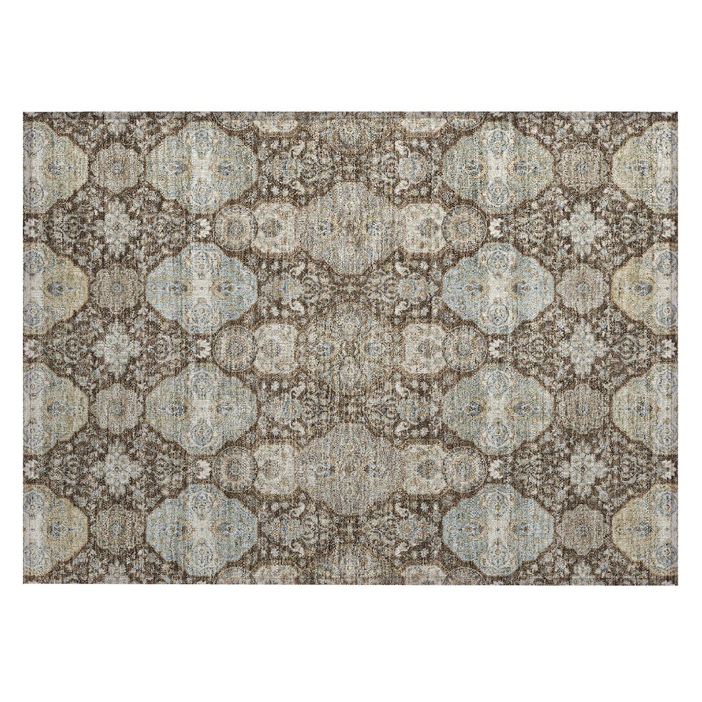 Machine Washable Indoor/Outdoor Chantille ACN2484 Brown 1'8" x 2'6" Rug. Picture 1