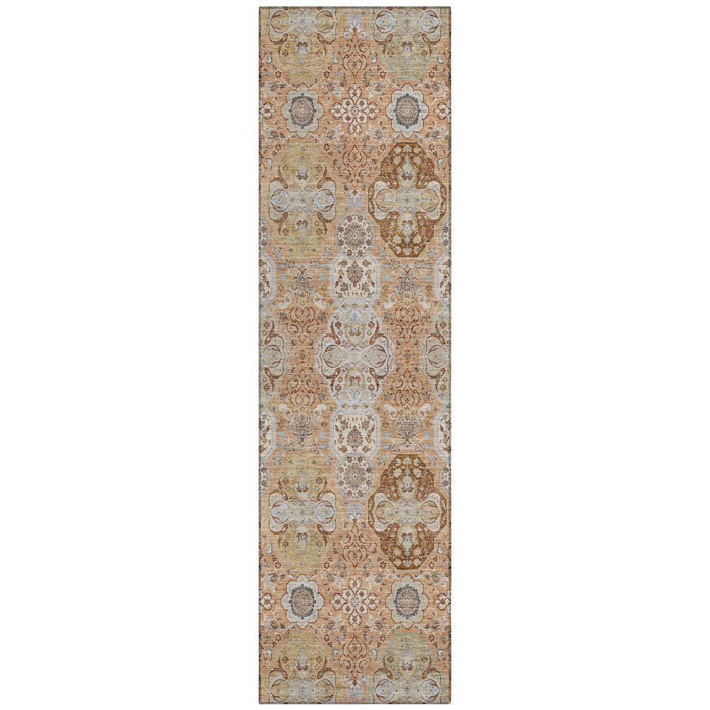 Machine Washable Indoor/Outdoor Chantille ACN2484 Orange 2'3" x 7'6" Runner Rug. Picture 1