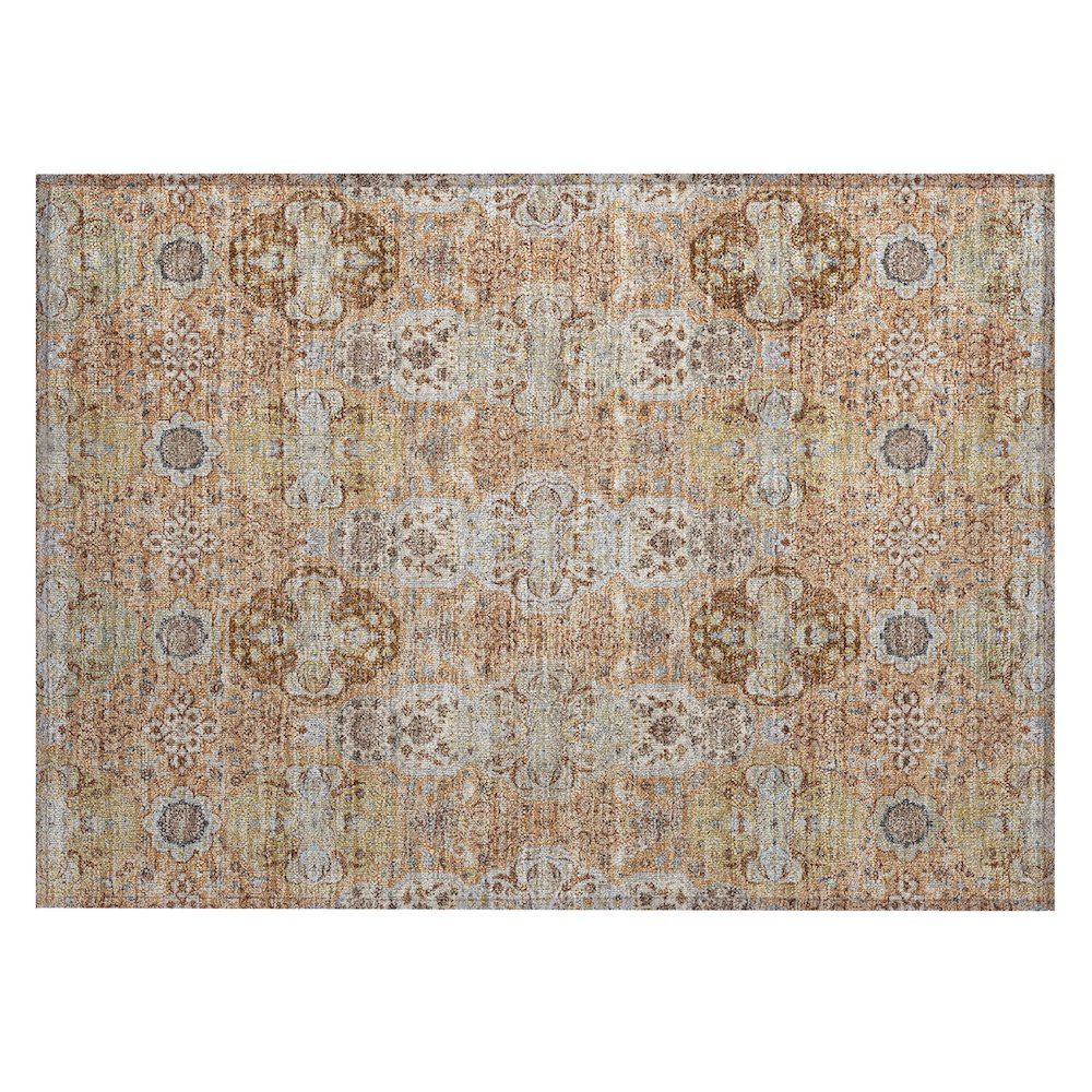 Machine Washable Indoor/Outdoor Chantille ACN2484 Orange 1'8" x 2'6" Rug. Picture 1