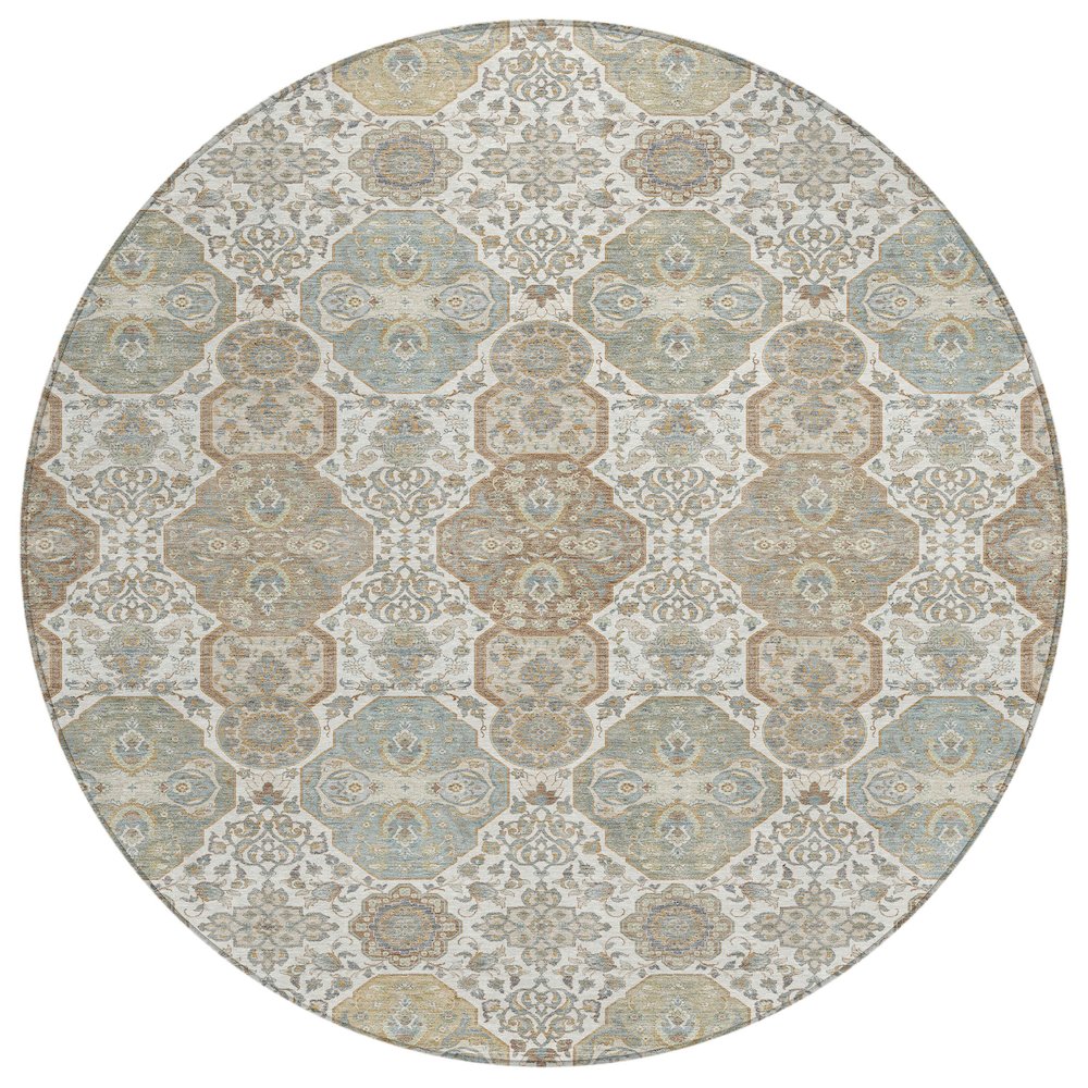 Machine Washable Indoor/Outdoor Chantille ACN2484 Ivory 8' x 8' Round Rug. Picture 1