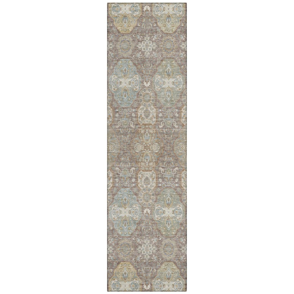 Machine Washable Indoor/Outdoor Chantille ACN2484 Brown 2'3" x 7'6" Runner Rug. Picture 1