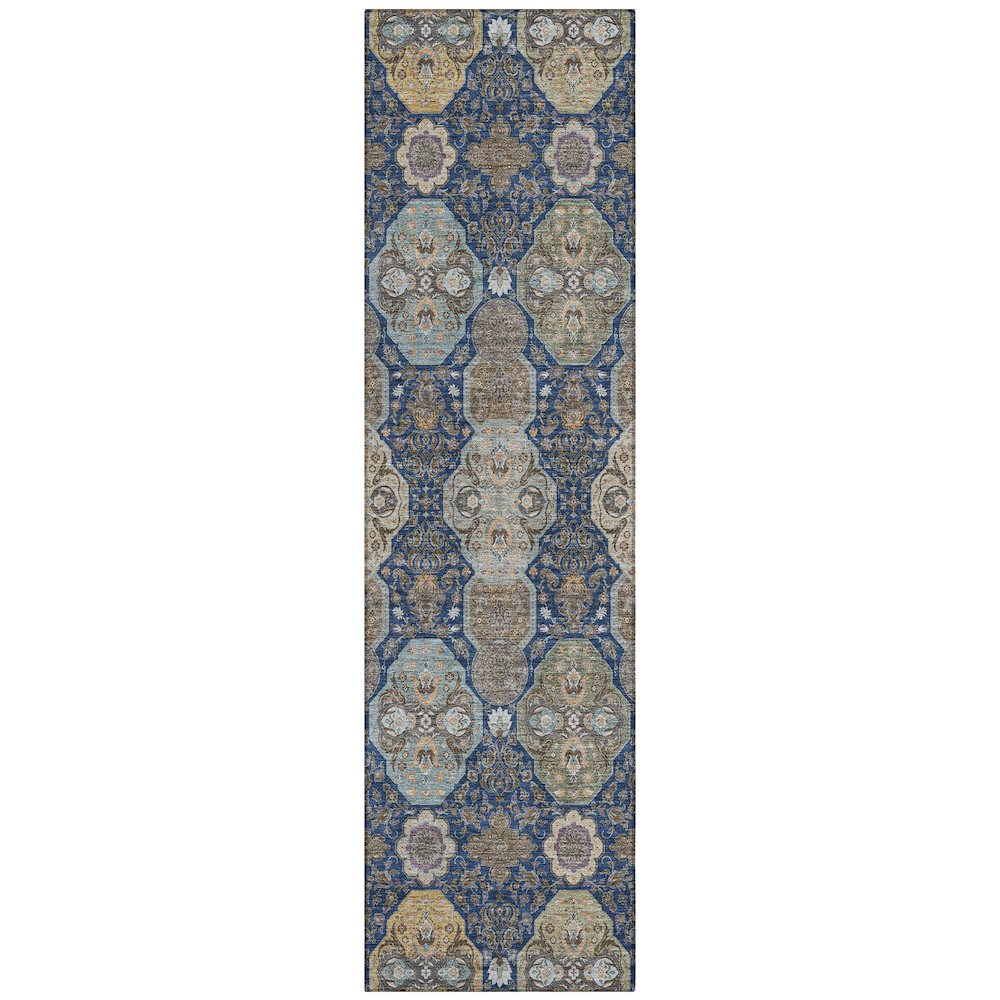 Machine Washable Indoor/Outdoor Chantille ACN2484 Blue 2'3" x 7'6" Runner Rug. Picture 1