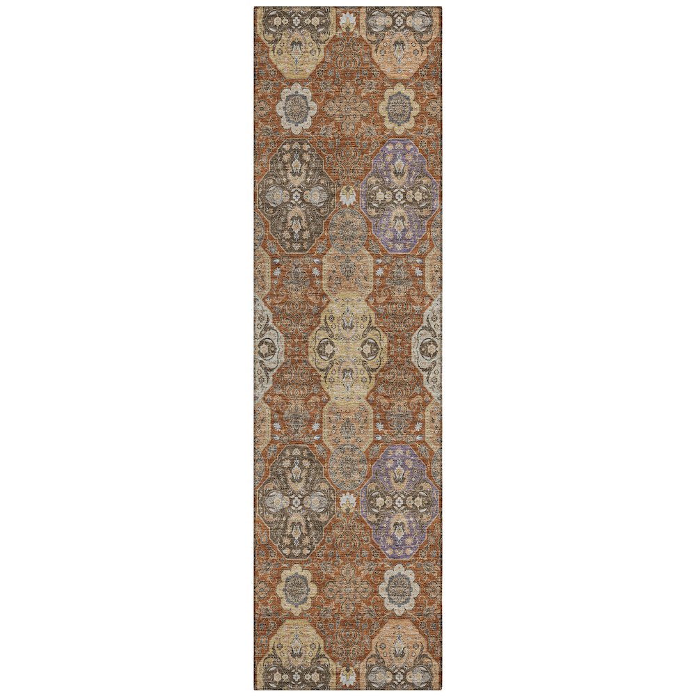 Machine Washable Indoor/Outdoor Chantille ACN2484 Orange 2'3" x 7'6" Runner Rug. Picture 1