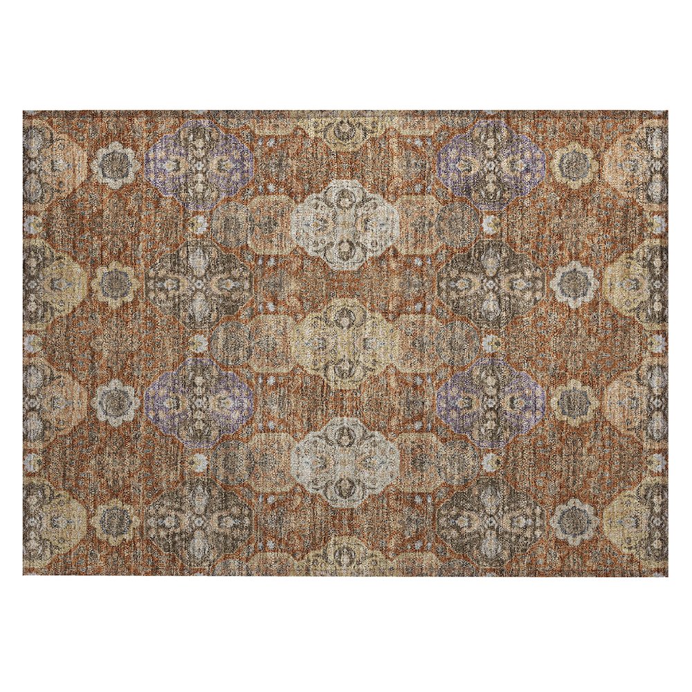 Machine Washable Indoor/Outdoor Chantille ACN2484 Orange 1'8" x 2'6" Rug. Picture 1