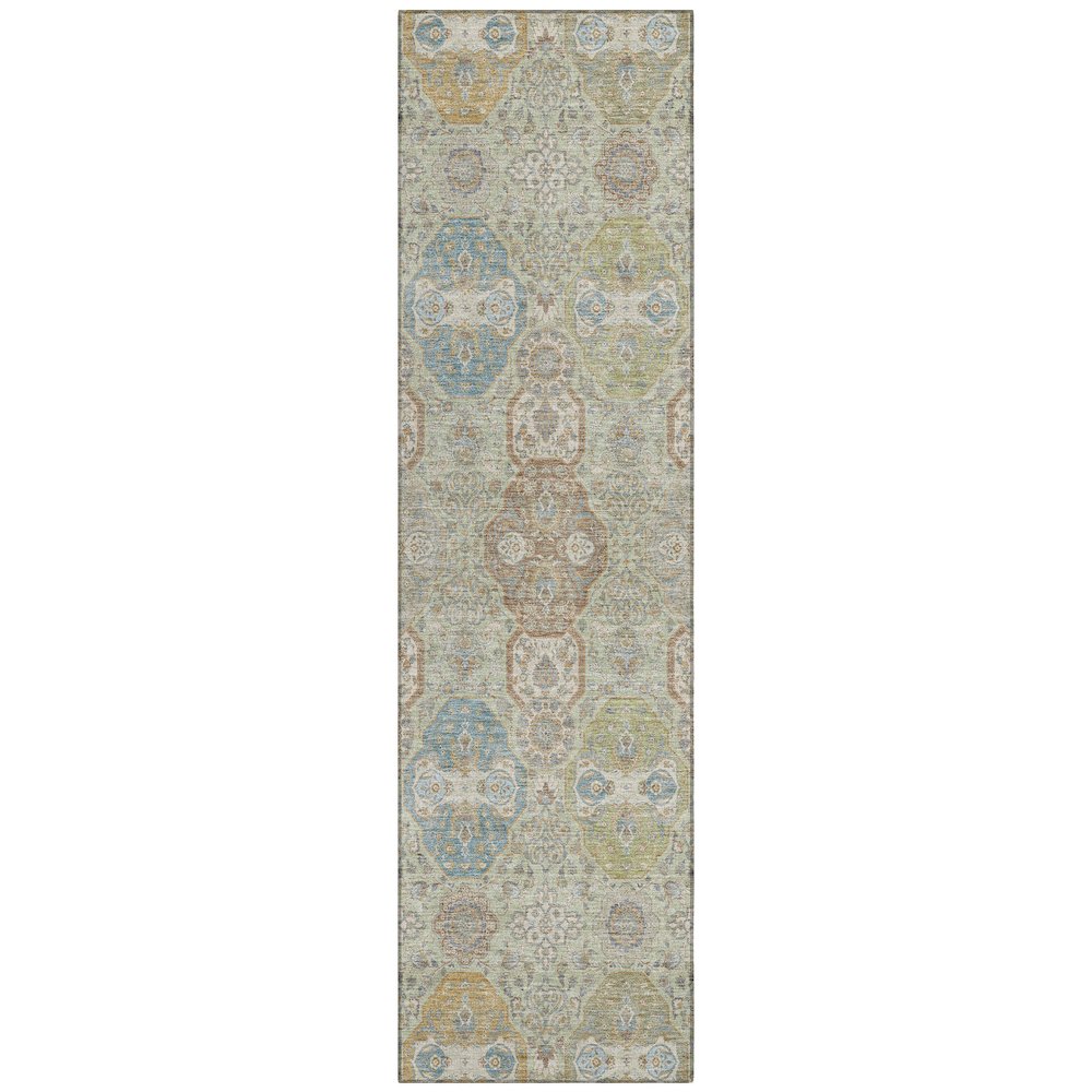 Machine Washable Indoor/Outdoor Chantille ACN2484 Green 2'3" x 7'6" Runner Rug. Picture 1
