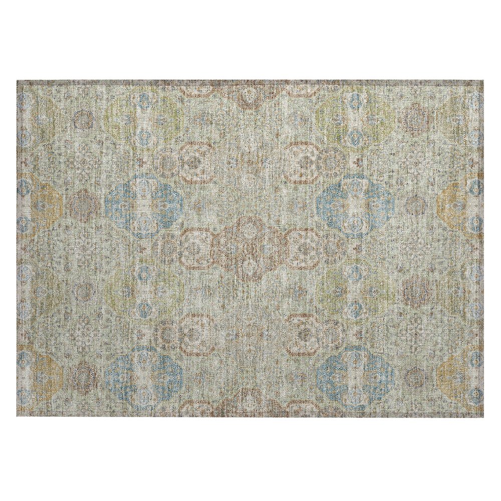 Machine Washable Indoor/Outdoor Chantille ACN2484 Green 1'8" x 2'6" Rug. Picture 1