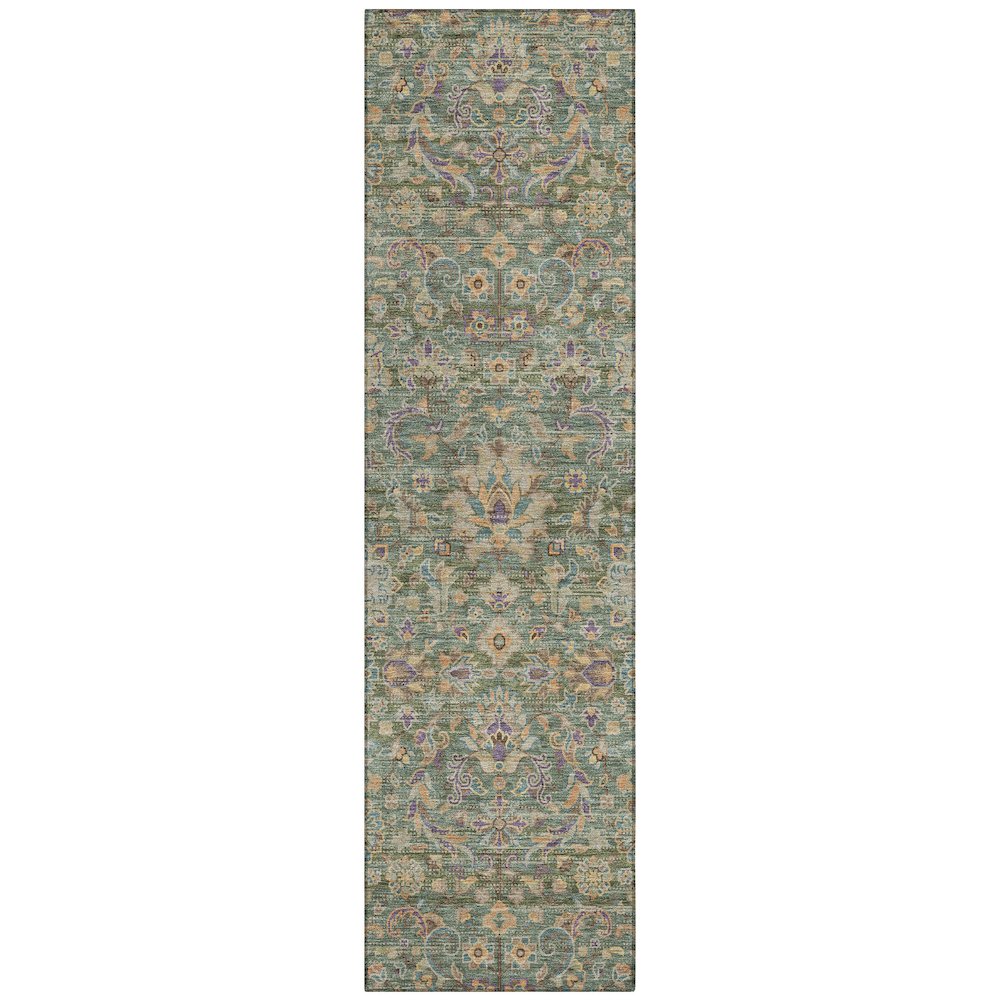 Machine Washable Indoor/Outdoor Chantille ACN2485 Green 2'3" x 7'6" Runner Rug. Picture 1