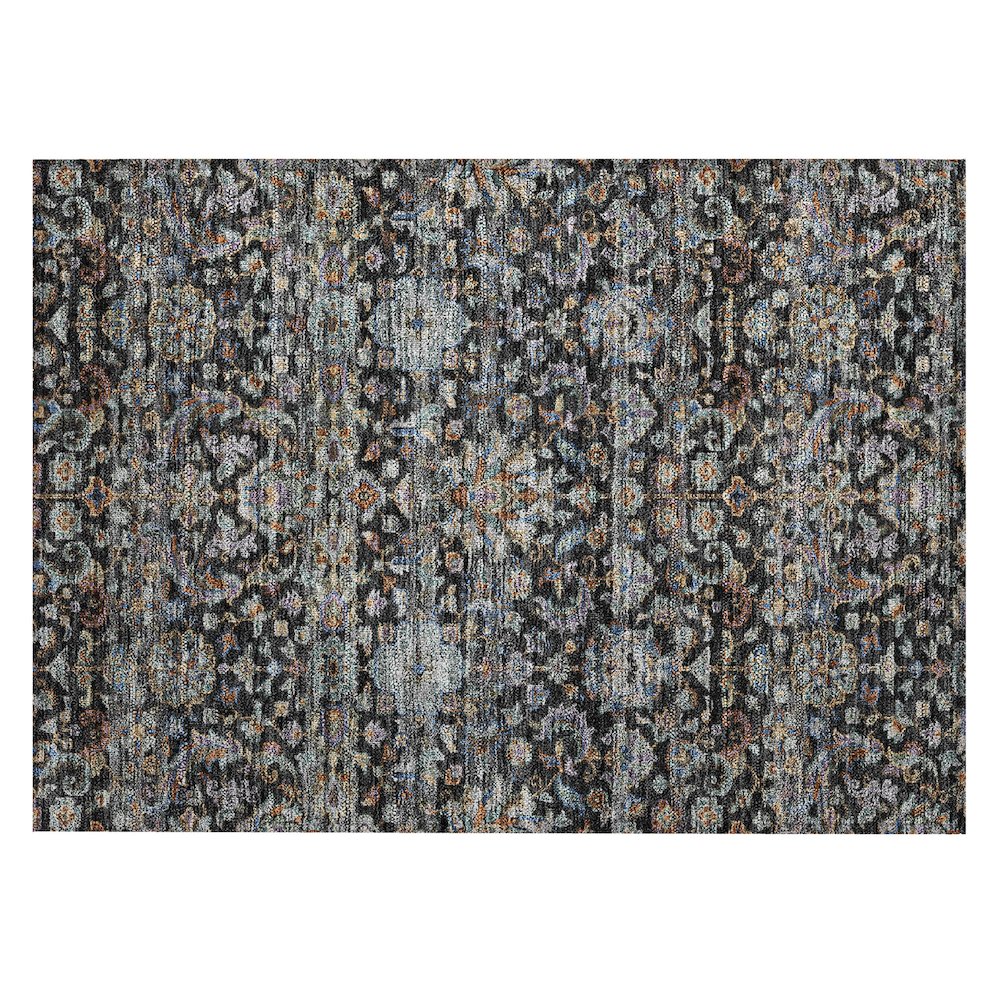 Machine Washable Indoor/Outdoor Chantille ACN2485 Black 1'8" x 2'6" Rug. Picture 1