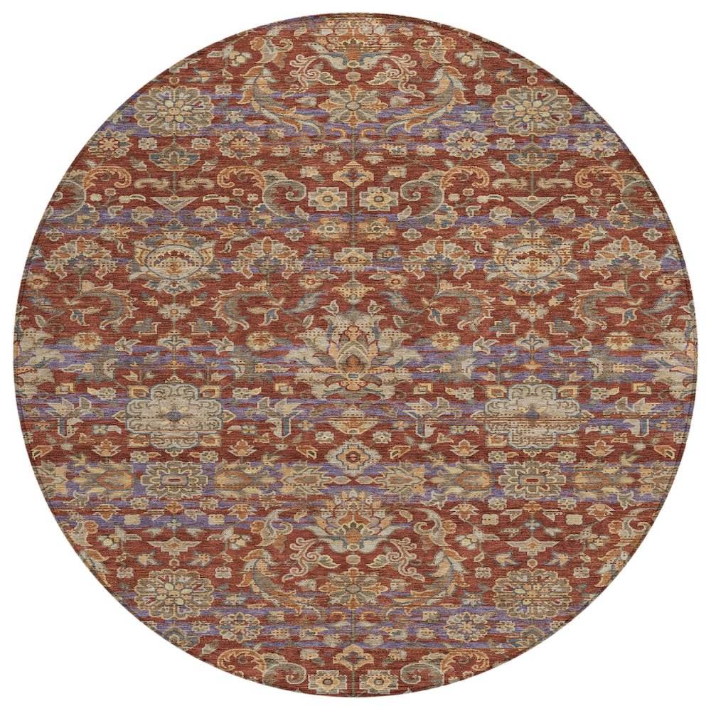 Machine Washable Indoor/Outdoor Chantille ACN2485 Red 8' x 8' Round Rug. Picture 1