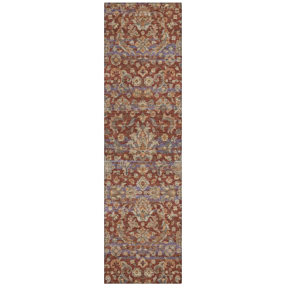 Machine Washable Indoor/Outdoor Chantille ACN2485 Red 2'3" x 7'6" Runner Rug. Picture 1