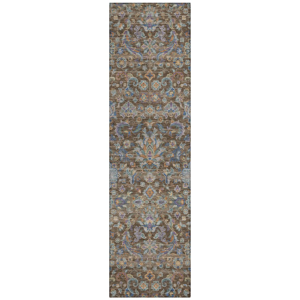 Machine Washable Indoor/Outdoor Chantille ACN2485 Brown 2'3" x 7'6" Runner Rug. Picture 1