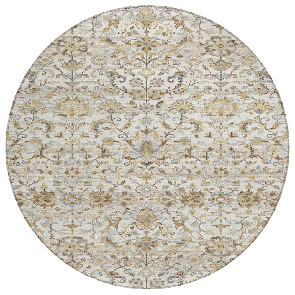 Machine Washable Indoor/Outdoor Chantille ACN2485 Ivory 8' x 8' Round Rug. Picture 1