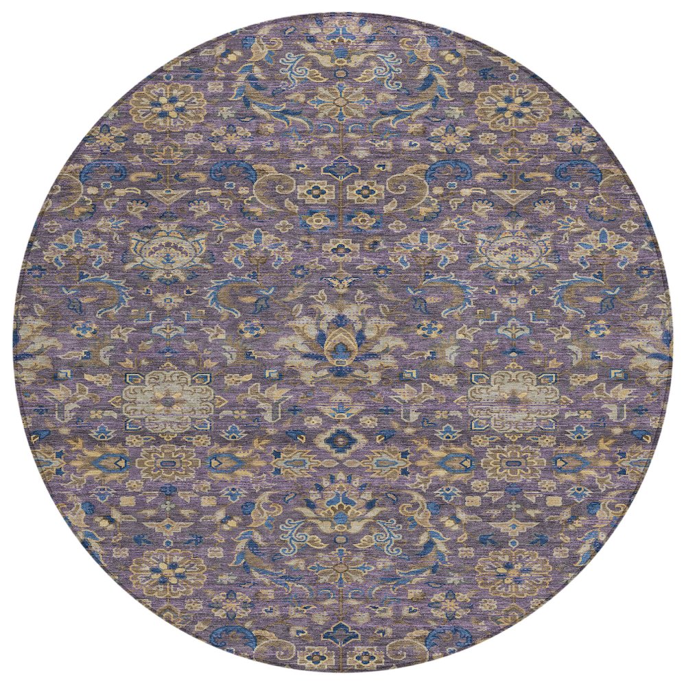 Machine Washable Indoor/Outdoor Chantille ACN2485 Purple 8' x 8' Round Rug. Picture 1
