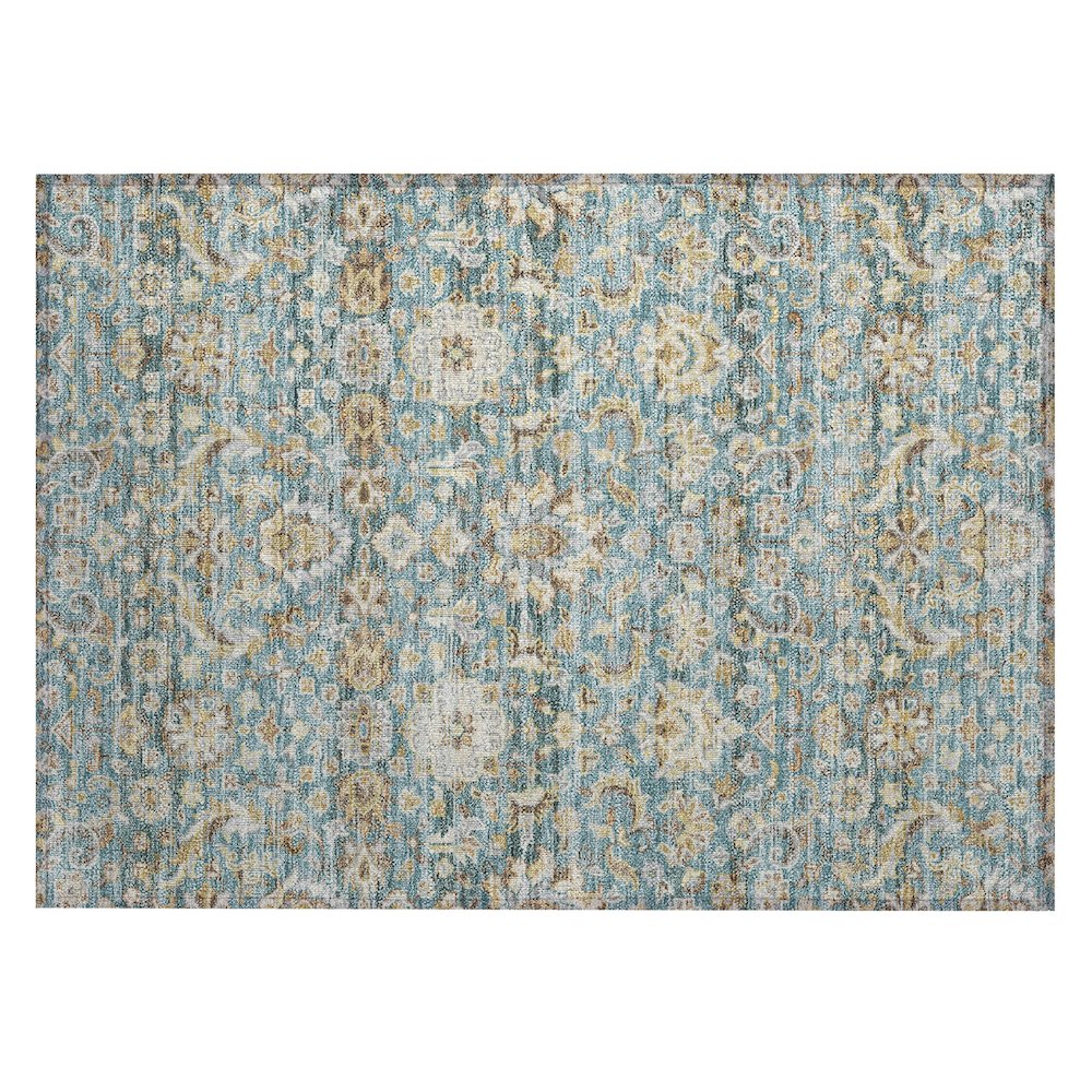 Machine Washable Indoor/Outdoor Chantille ACN2485 Teal 1'8" x 2'6" Rug. Picture 1