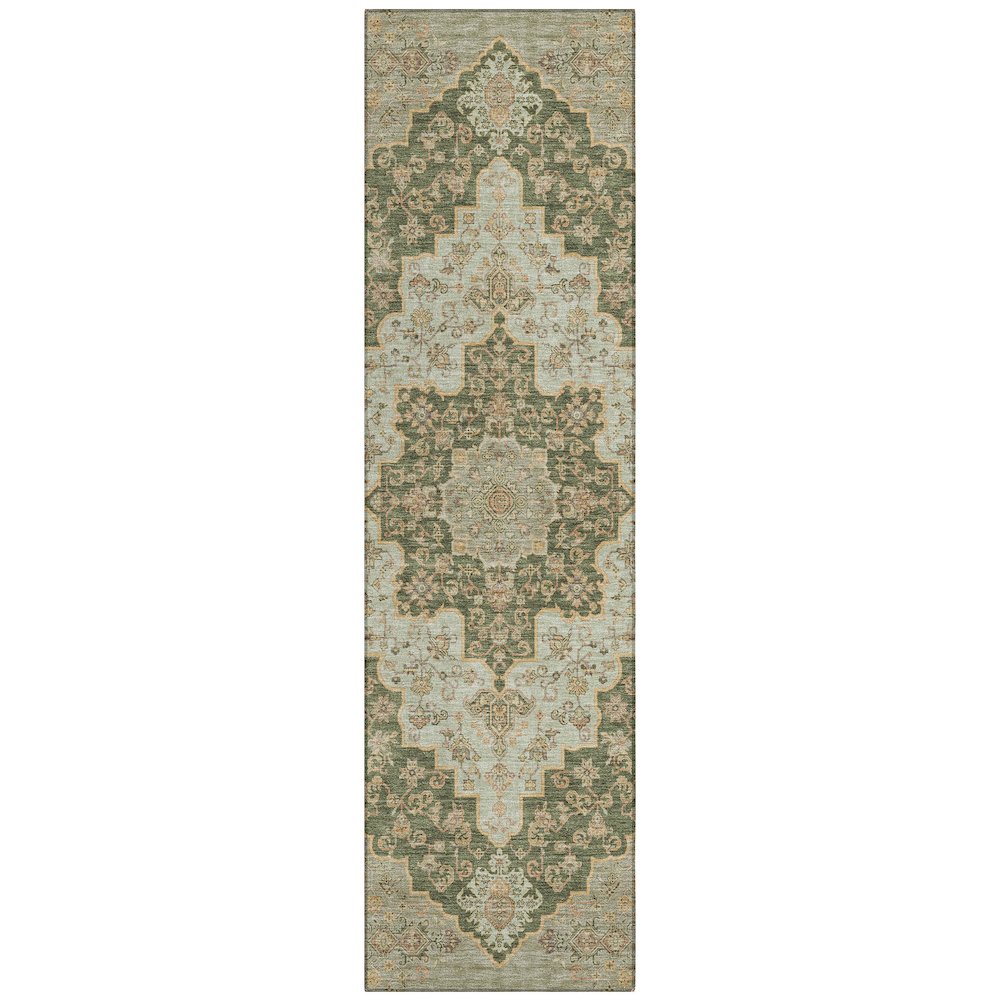 Machine Washable Indoor/Outdoor Chantille ACN2486 Green 2'3" x 7'6" Runner Rug. Picture 1