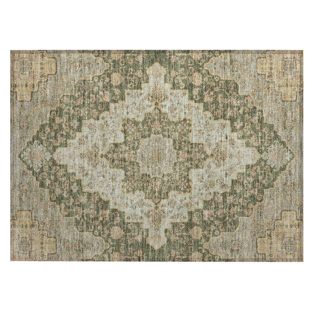 Machine Washable Indoor/Outdoor Chantille ACN2486 Green 1'8" x 2'6" Rug. Picture 1